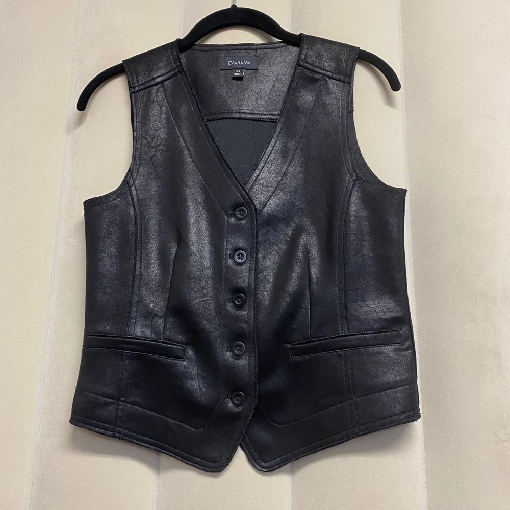 Evereve Women's Vest XS Faux Suede Moto Rock Grunge